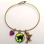 Black Cat with Witch Charm Bracelet