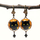 Green Eyed Cat Earrings