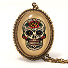 Calavera, Sugar Skull Day of the Dead necklace