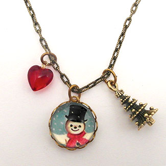 Big Snowman Round 25mm Necklace