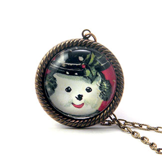 Big Snowman Round 25mm Necklace