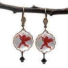 Red Cupid 15mm Round Earrings
