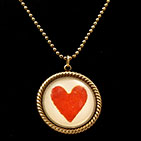 Vintage Red Heart 25mm Round Necklace