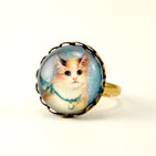 Blue Kitty Round Ring