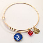Blue Anchor Scallop Shell Bracelet or Necklace