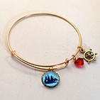 Sailing Ship with Ship's Wheel Charm Bracelet