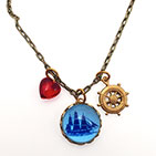 Sailing Ship with Captain's Wheel Necklace or Bracelet