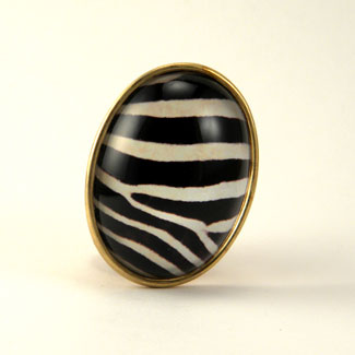 WHite Stripes Zebra Brooch