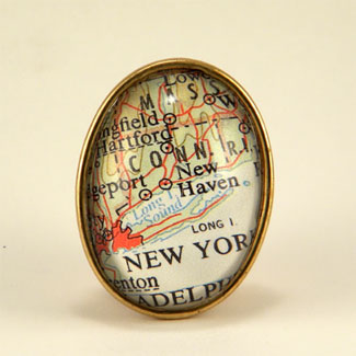 New York Map Brooch