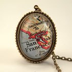 Old San Francisco Map Necklace