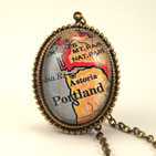 Old Portland, Oregon Map Necklace