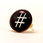 Hash Tag (#) Black Cocktail Ring