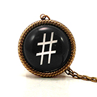 Hash Tag - Pound Black Necklace