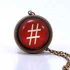 Hash Tag - Pound Red Necklace